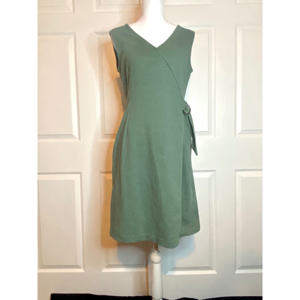 Cynthia Rowley Sage Green Sleeveless Faux Wrap D-Ring Dress Small